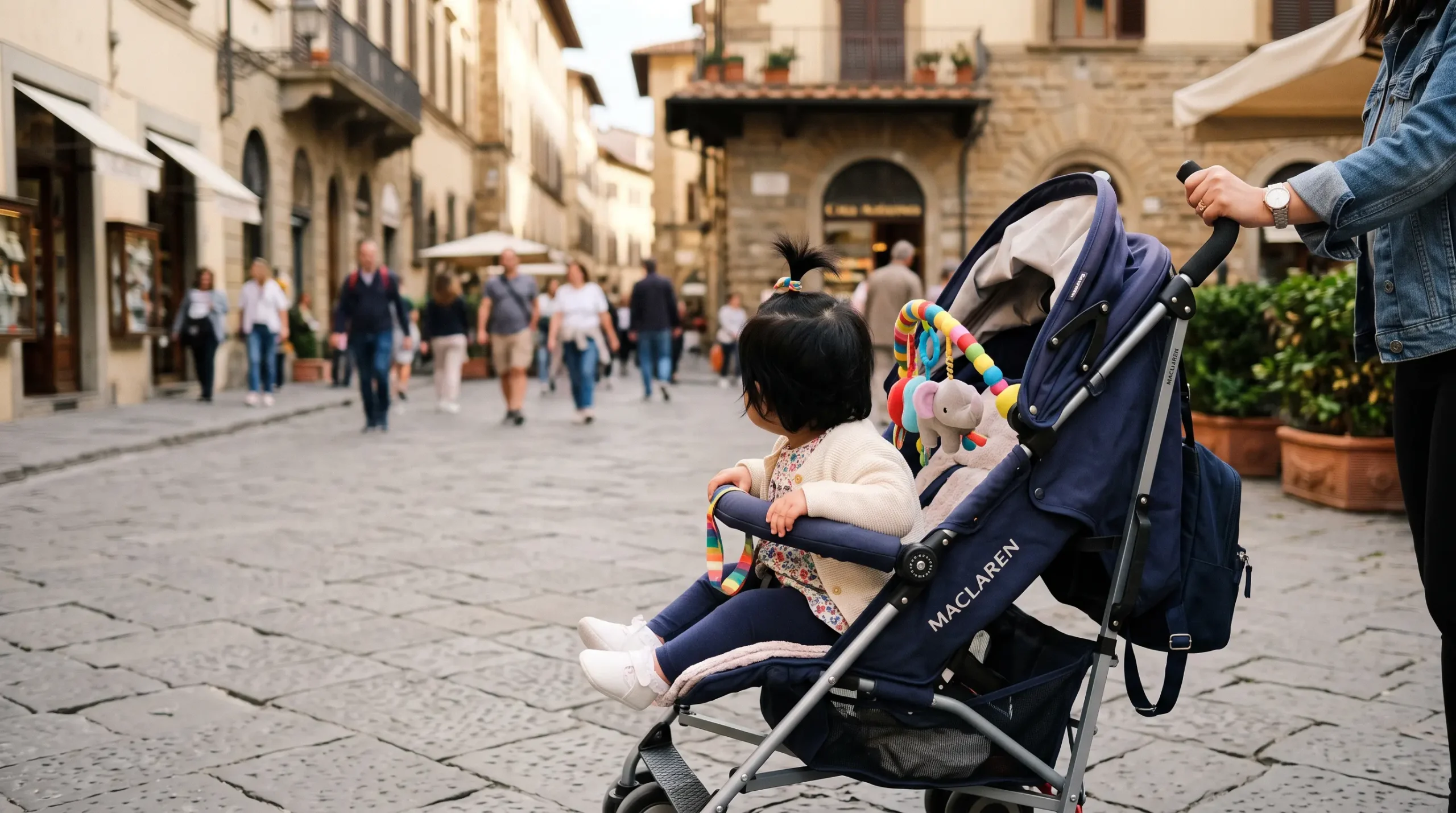 Carrito de bebé alquilado en destino