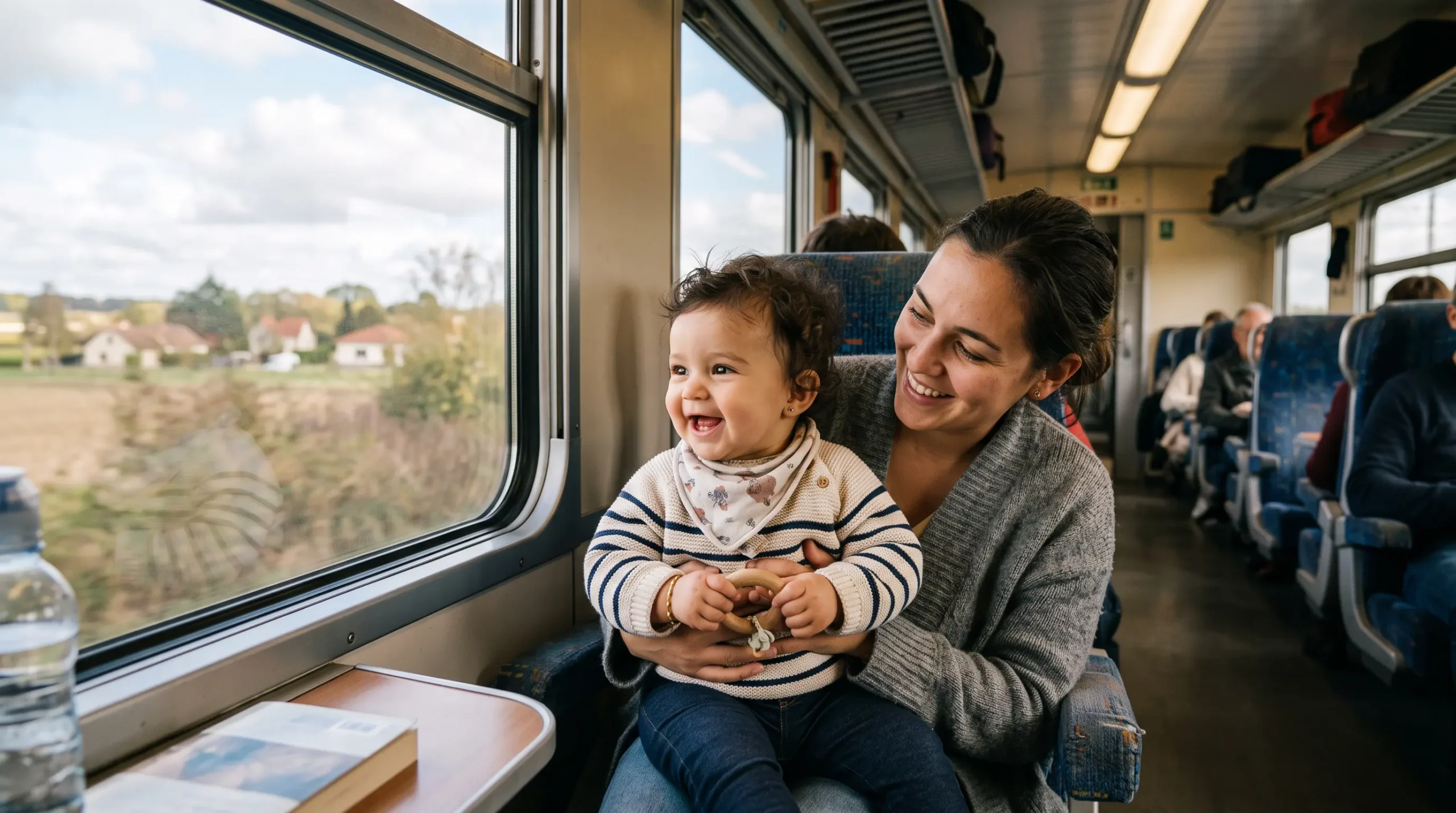 Bebé viajando en tren AVE