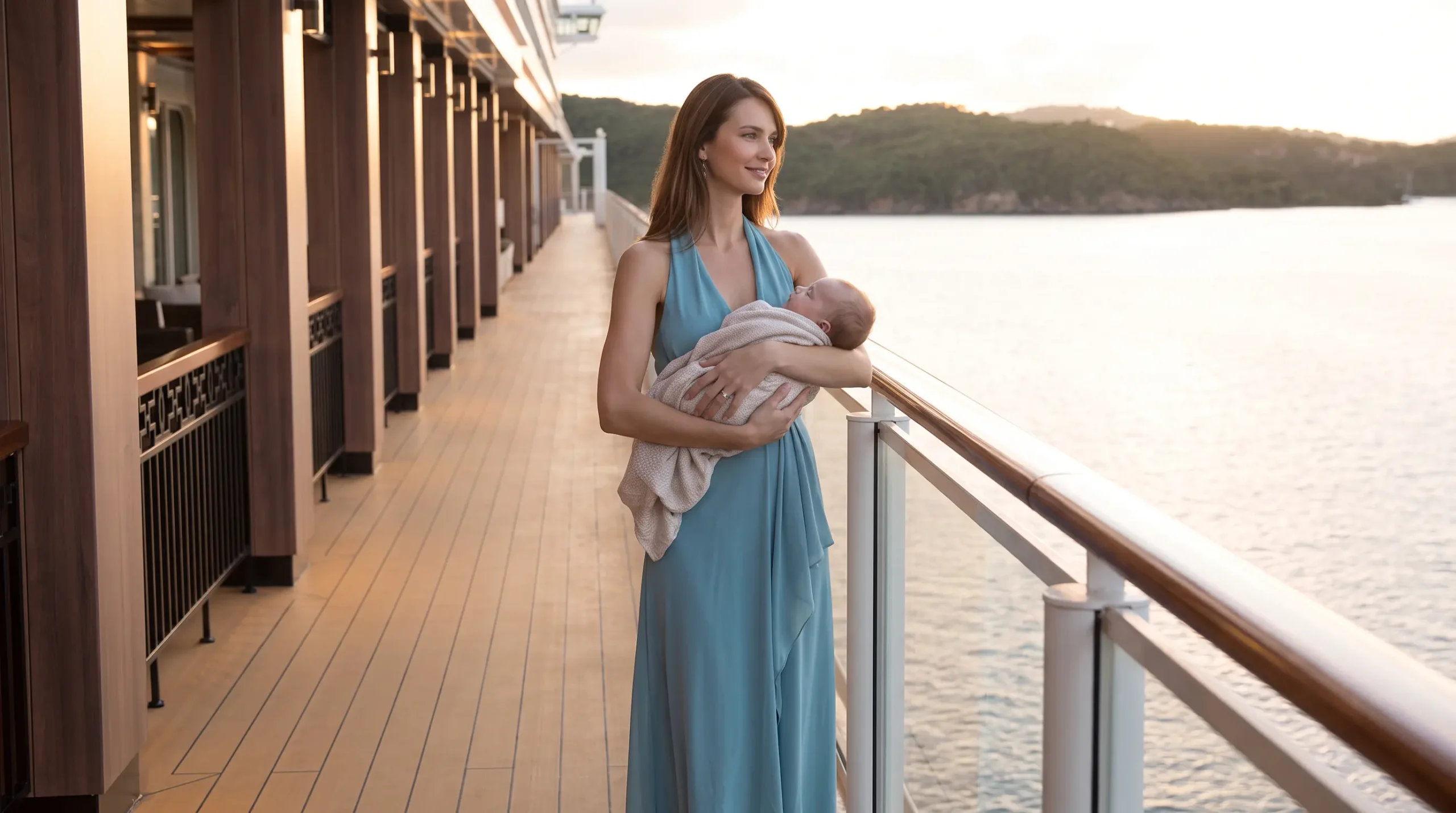 Bebé en crucero con su madre