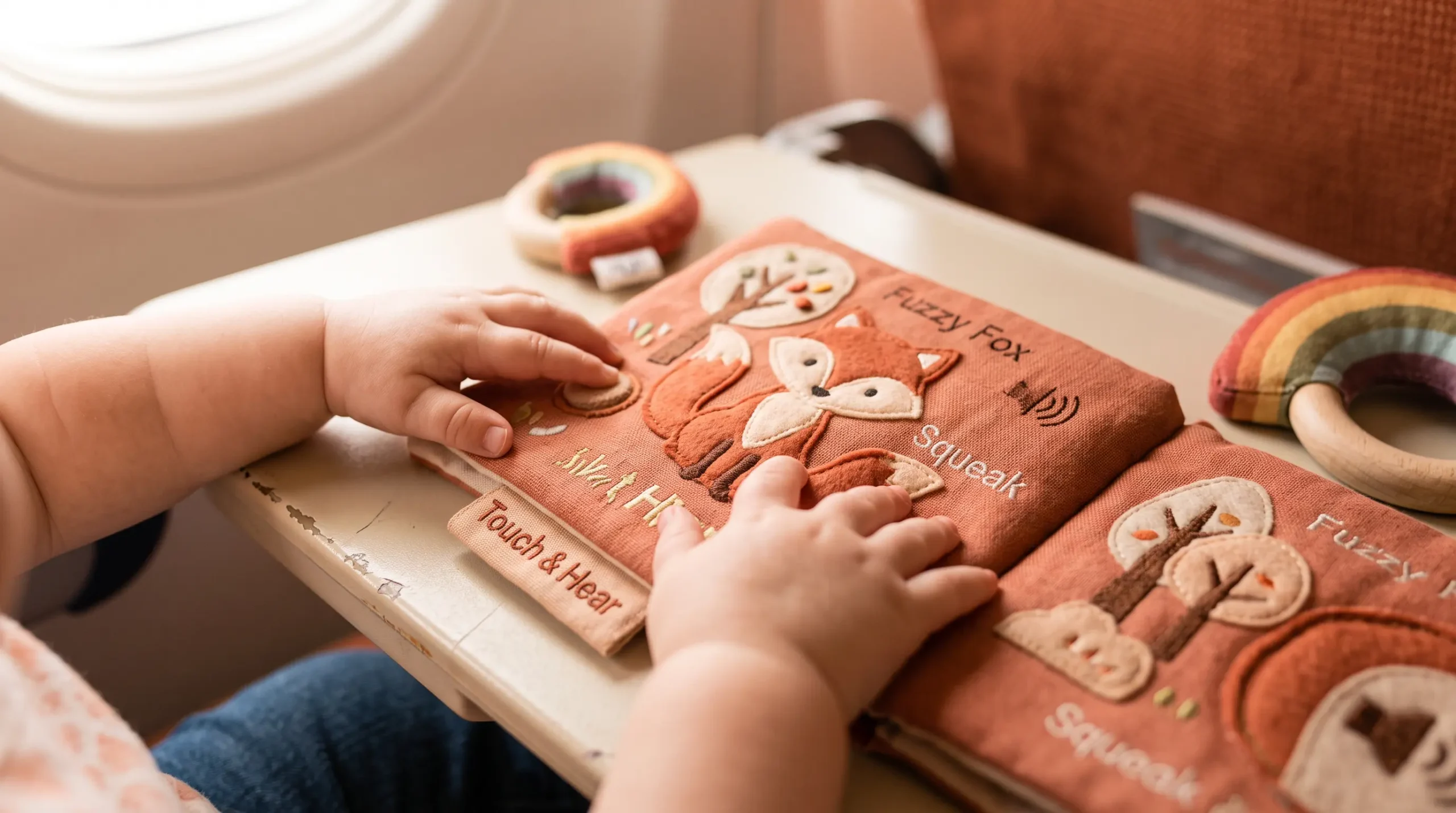 Soft fabric sound book travel toy for a 1 year old