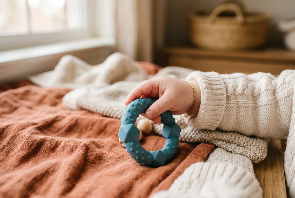 silicone teething ring travel toy